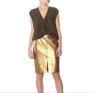 L' Agence Lamb Leather Skirt